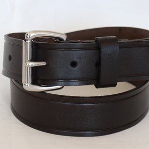 37" Handmade leather belt 100% cow hide brown creased vegetable tanned grain S